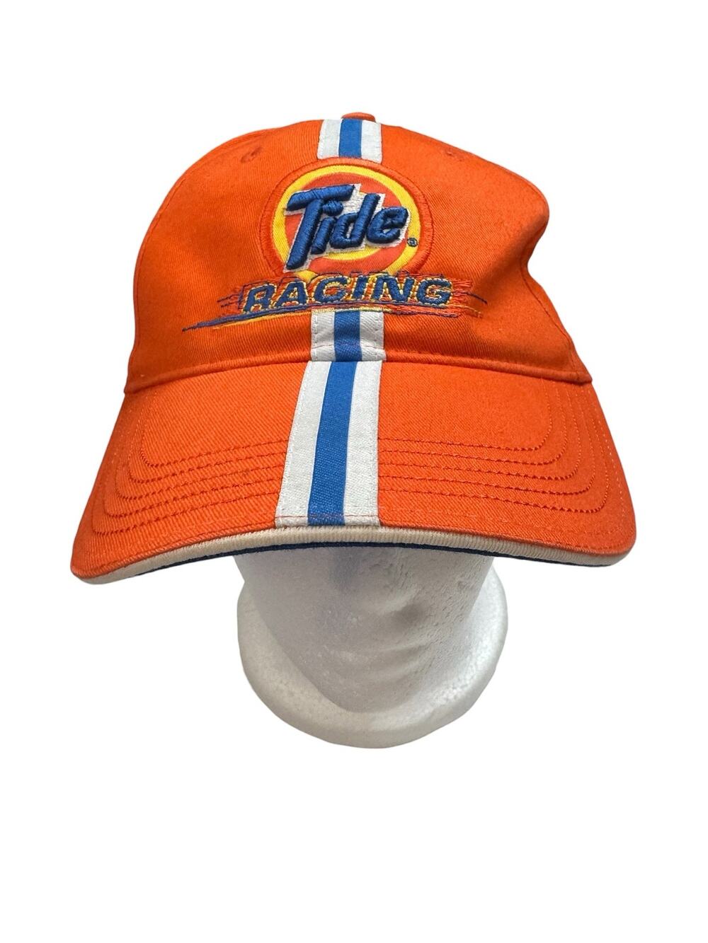 Tide Downy Racing Orange Blue Stripe Cap NASCAR Adjustable One Size Adult Cotton